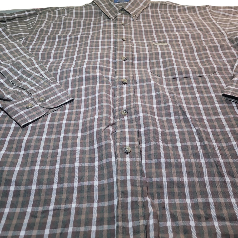 Pendleton Men's Large Brown Windowpane Long Sleeve Button Down Casual Comfy - Picture 3 of 8